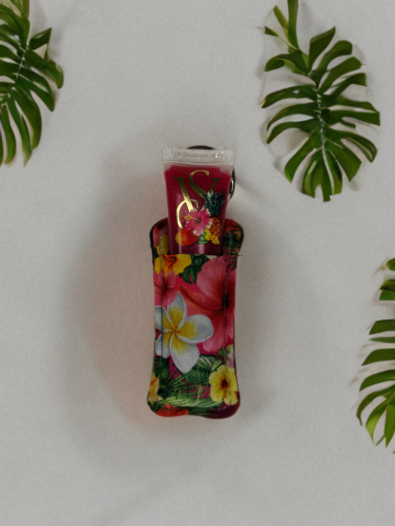 tropical lip gloss holder keychain