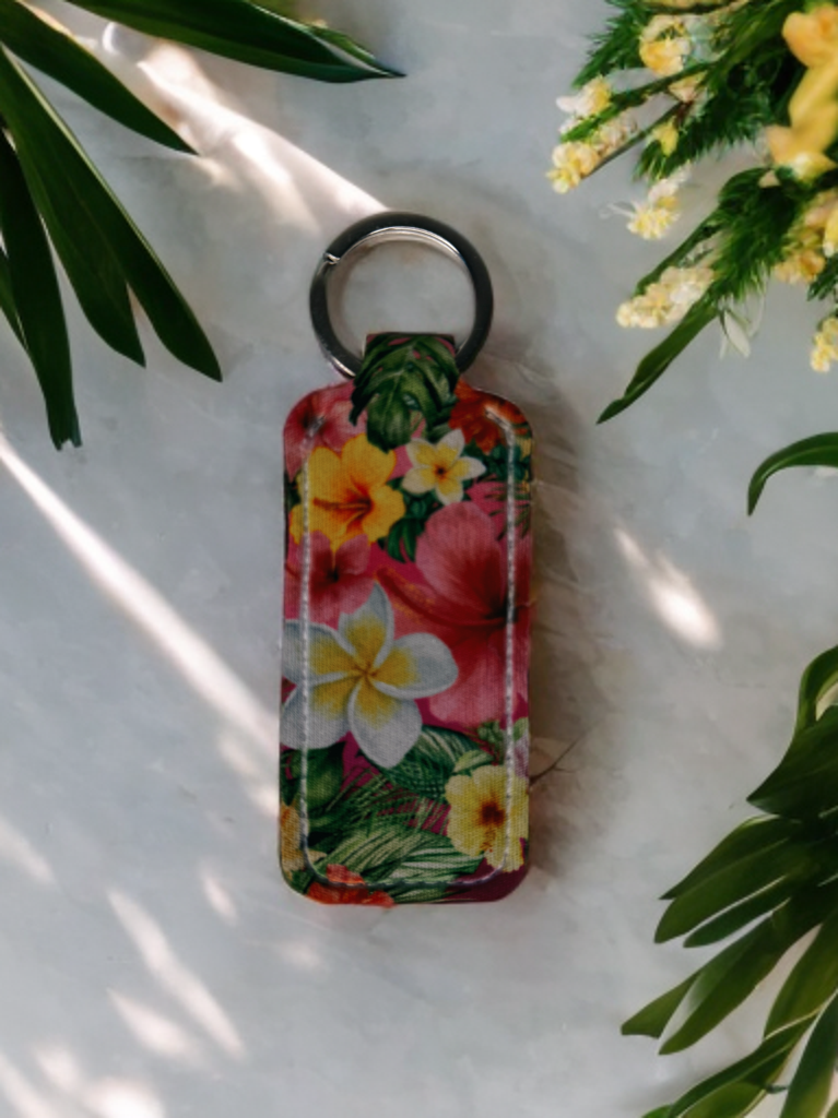 tropical lip gloss holder keychain