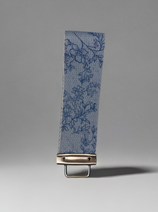 blue floral keychain wristlet