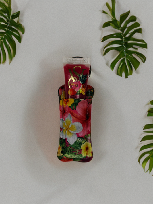 tropical lip gloss holder keychain
