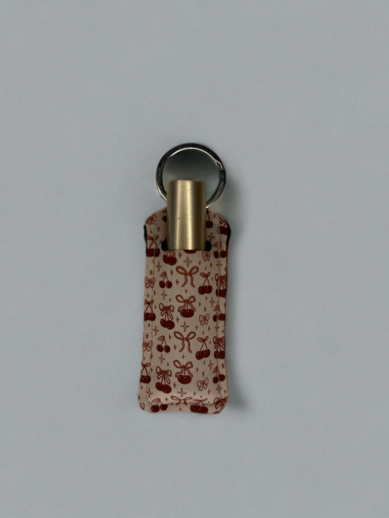 cherry bows lip gloss holder keychain