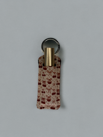 cherry bows lip gloss holder keychain
