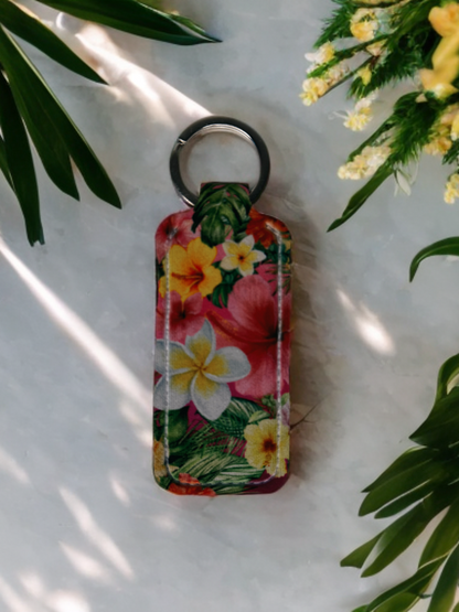 tropical lip gloss holder keychain