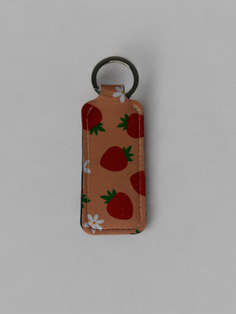 strawberry lip gloss keychain holder