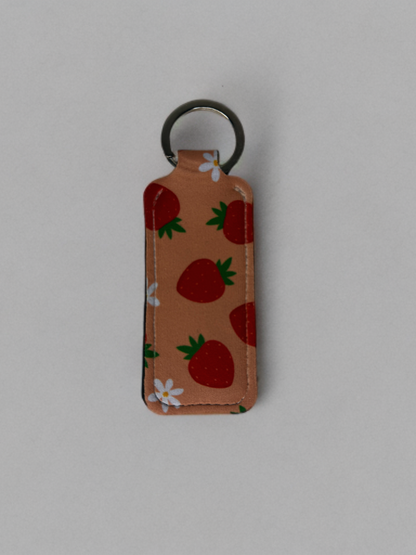 strawberry lip gloss keychain holder