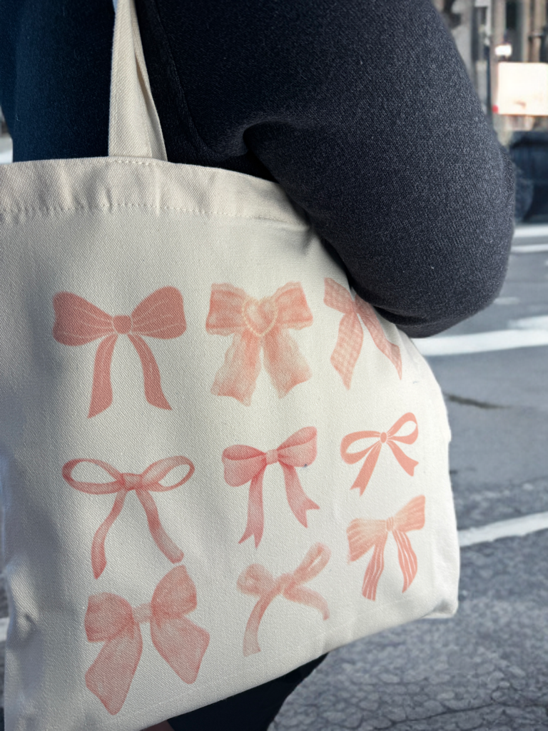 pink bows tote bag