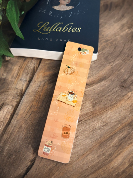 cutesy autumn reading bookmark