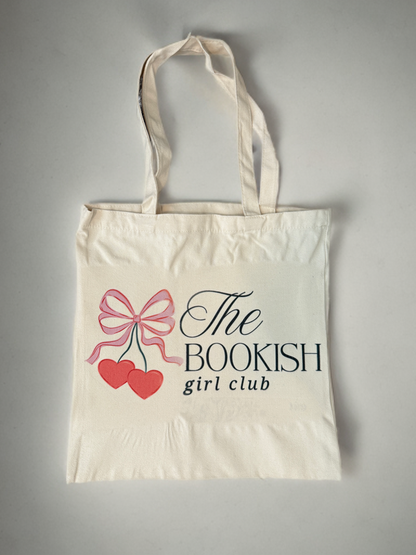"the bookish girl club" tote bag