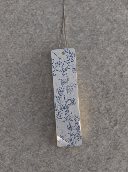 blue floral bookmark