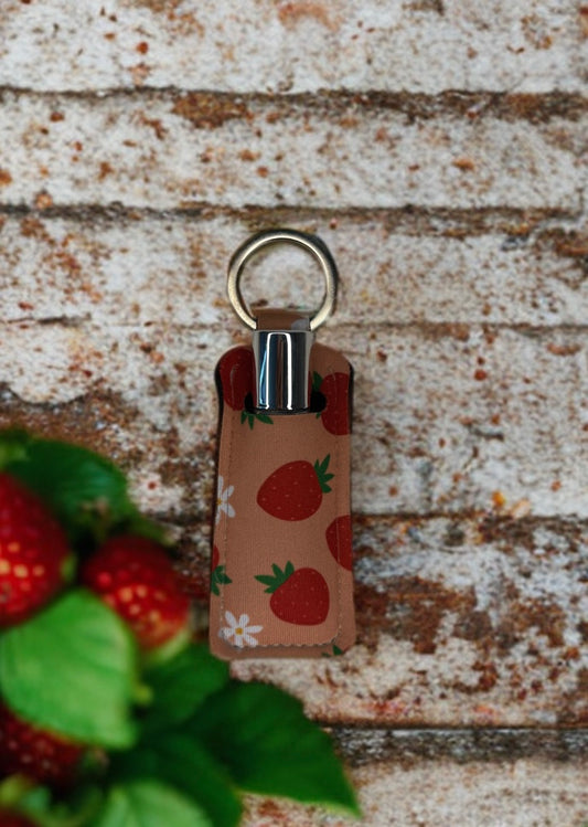 strawberry lip gloss keychain holder