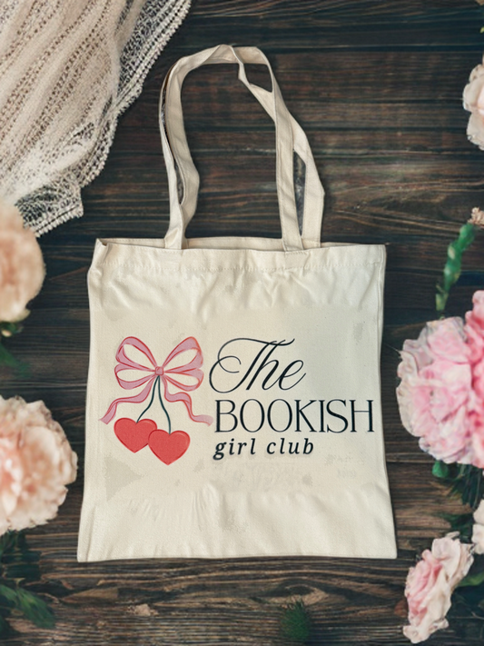 "the bookish girl club" tote bag
