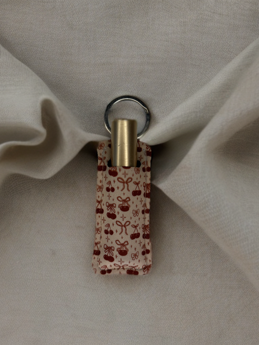 cherry bows lip gloss holder keychain