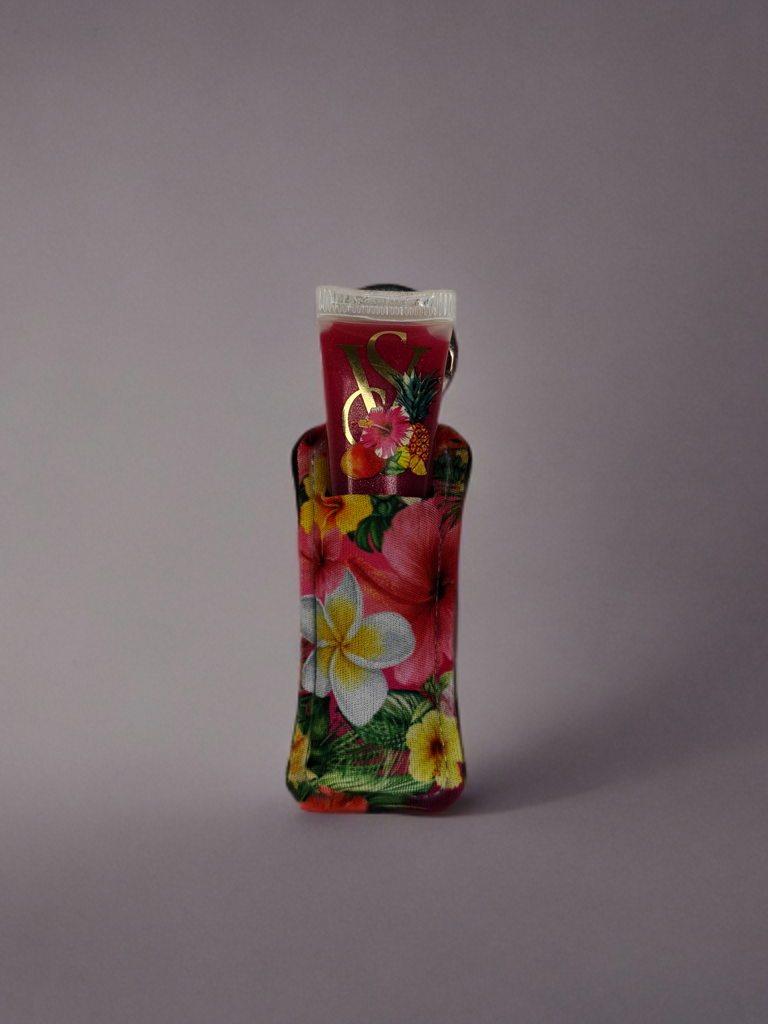 tropical lip gloss holder keychain