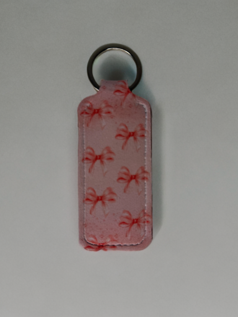 pink bows lip gloss holder keychain