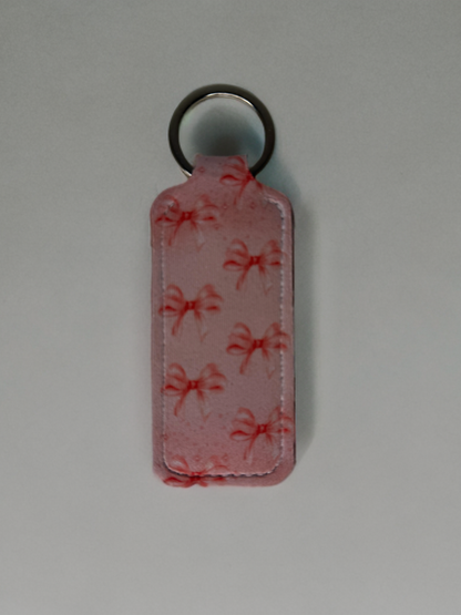 pink bows lip gloss holder keychain