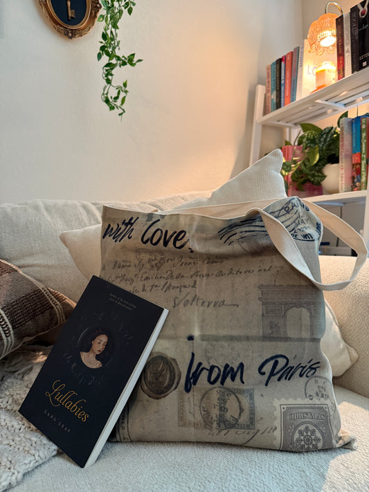 “Paris” vintage postcard tote bag