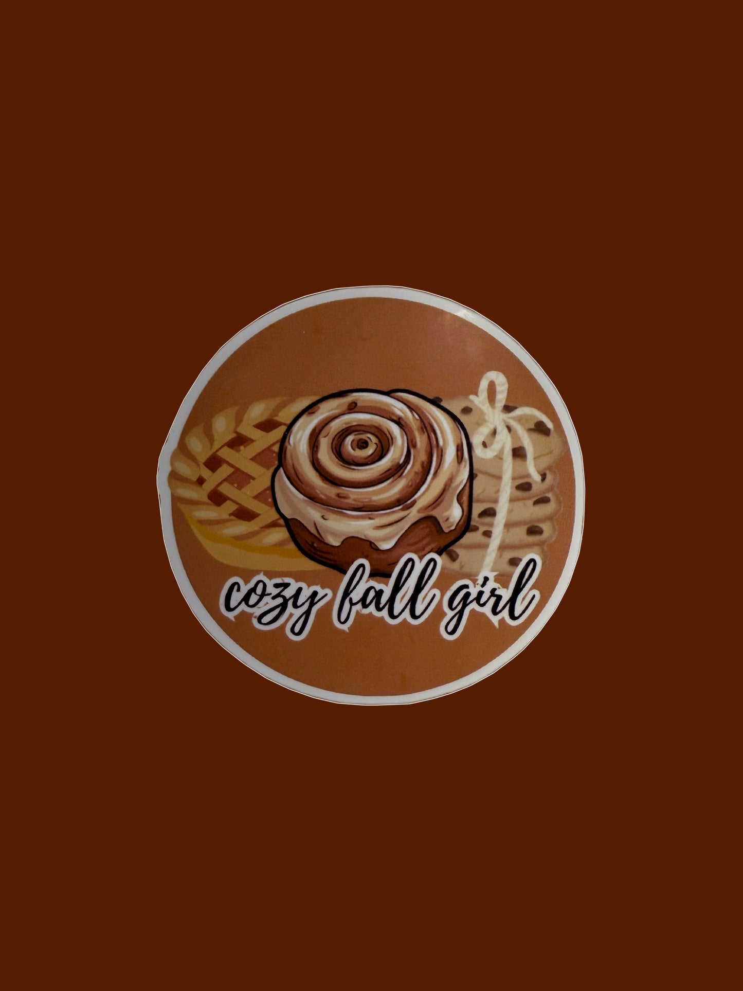 “cozy fall girl” treats sticker