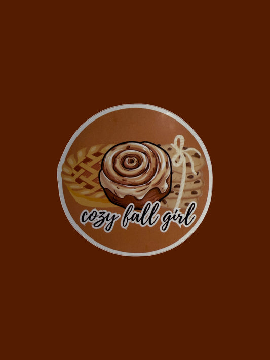 “cozy fall girl” treats sticker